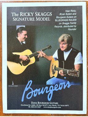 Vintage 1998 Ricky Skaggs Dana Bourgeois Guitar Magazine Advertisement Print Ad